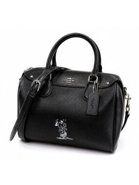 Coach x Peanuts Snoopy Mini Bennett Satchel Black Leather Crossbody Bag NWOT